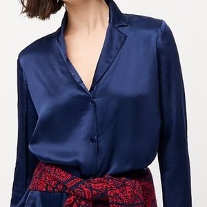 J.Crew Pajama top in glossy crepe- button up